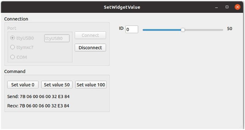 Figure7-2 Set WidgetValuet screen on Ubuntu